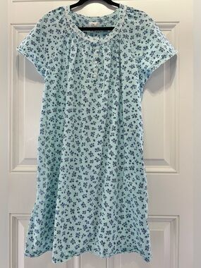 100% Cotton Aria Collection Grannycore Baby Blue Floral Lace Trim Night Dress XL